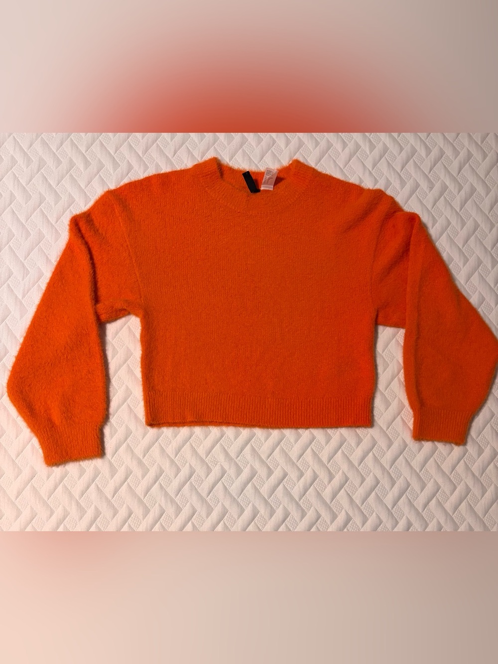 H&M Bright Orange Fuzzy Crewneck Sweater